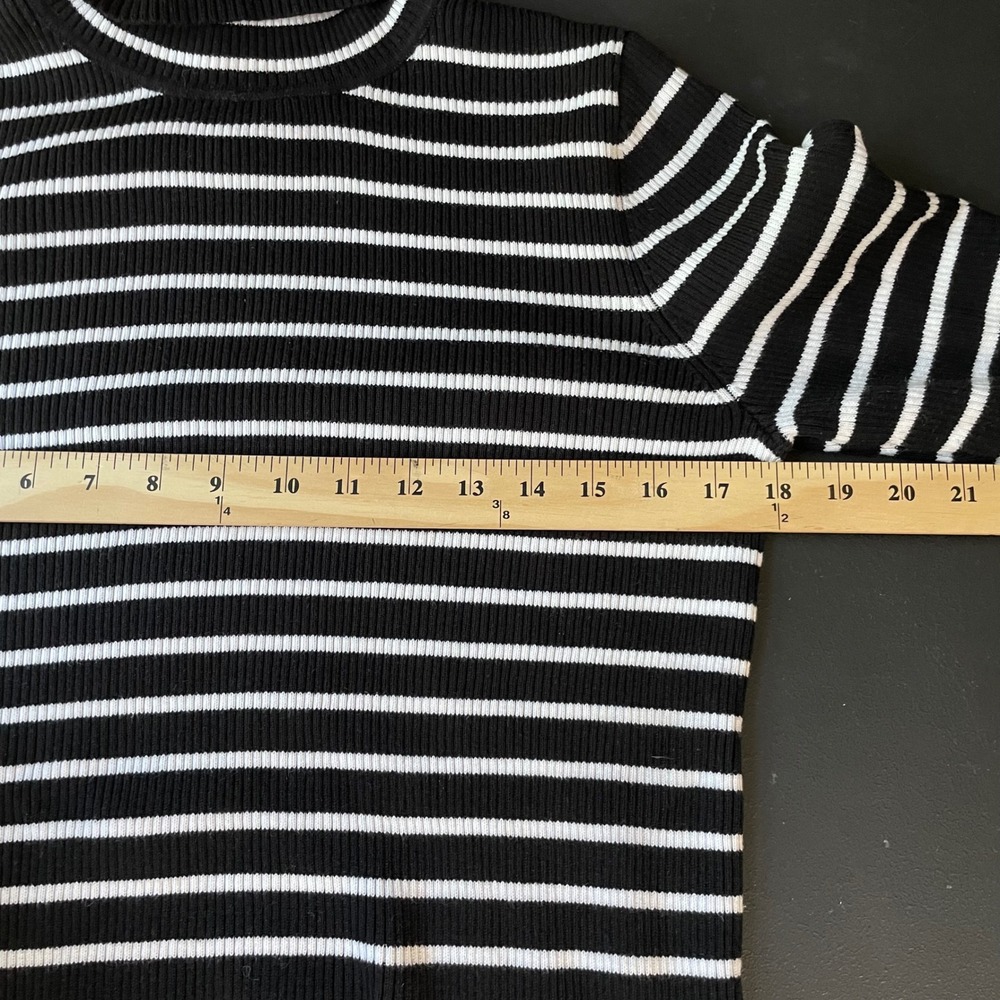 Lauren Ralph Lauren Turtleneck Sweater Women XL Black White Striped Old Money - Picture 6 of 8
